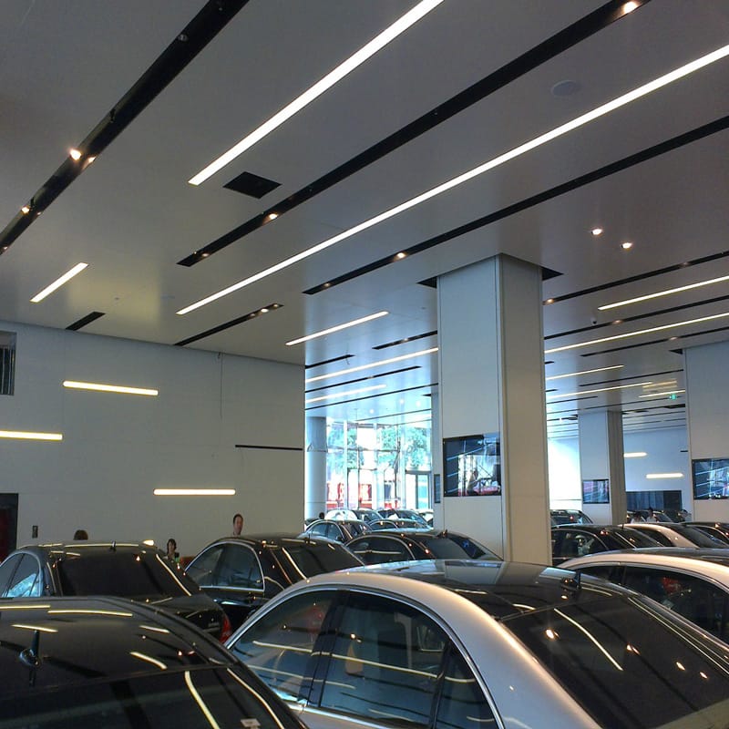 Anboolighting recessed linear lighting application in car shop